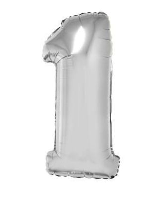 Folieballon cijfer 1 zilver 81 cm