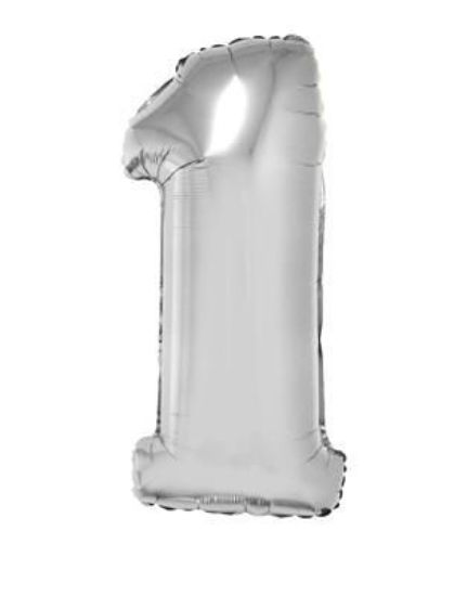 Folieballon cijfer 1 zilver 81 cm
