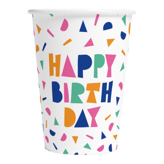Papieren bekers 'Happy Birthday' 210ml 8 stuks